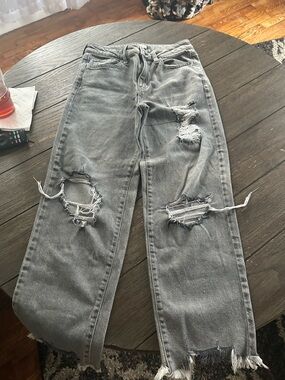 So Brand  Grey Distressed Straight Women's Jeans